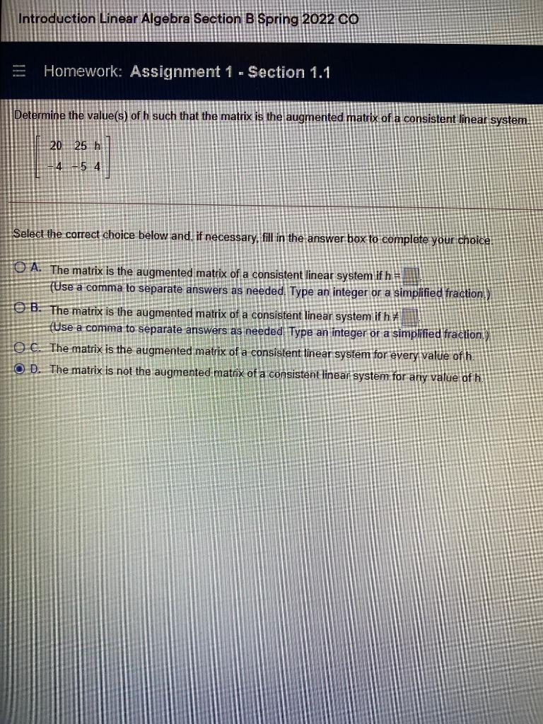 Solved Introduction Linear Algebra Section B Spring 2022 CO | Chegg.com