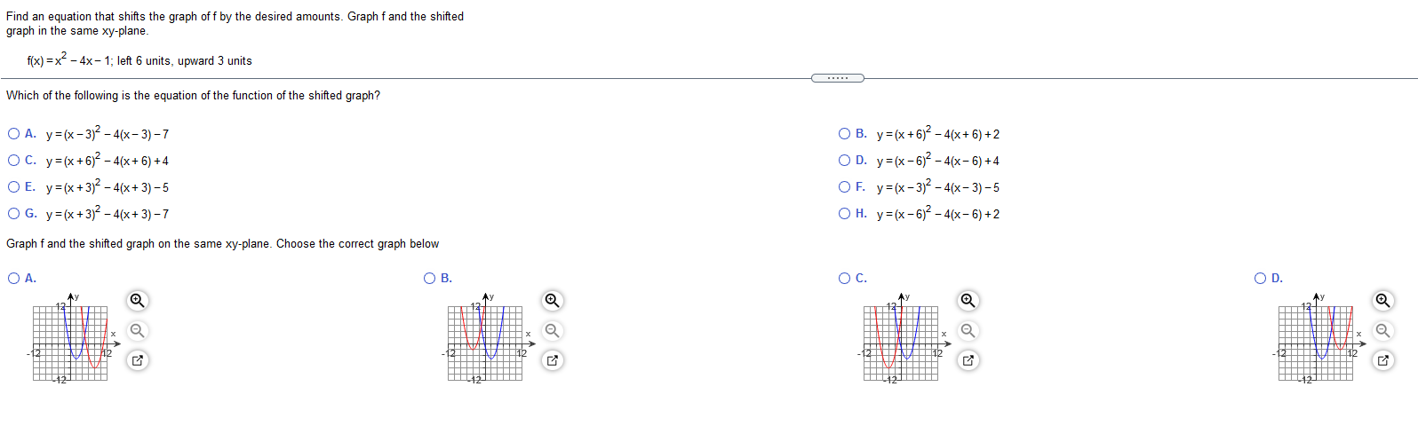 Solved Find an equation that shifts the graph off by the | Chegg.com