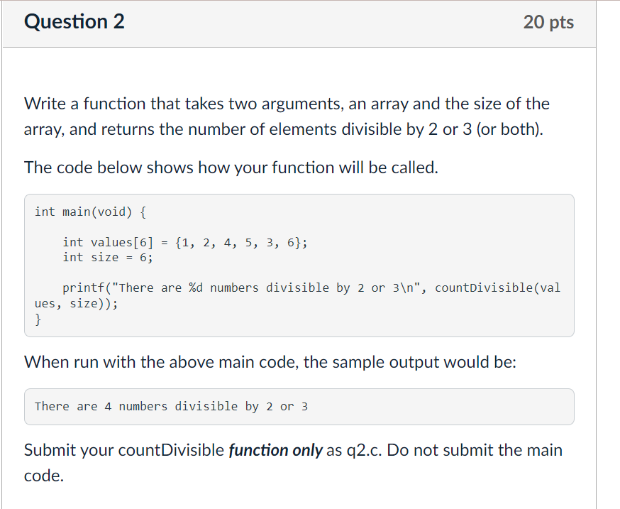 Solved Write a function that takes two arguments, an array | Chegg.com