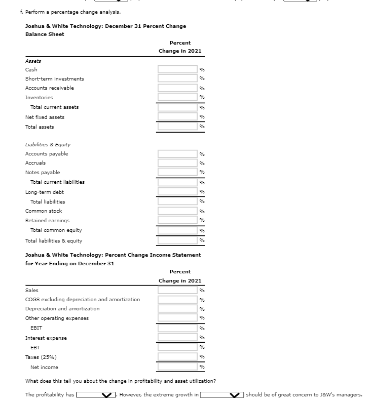 Solved Joshua \& White Technology: Income Statements for | Chegg.com
