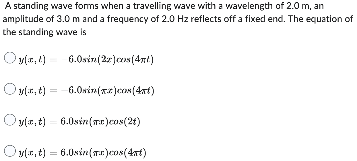 Solved A Standing Wave Forms When A Travelling Wave With A 