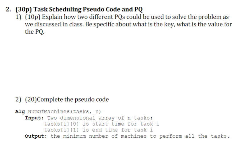 Task Scheduling Pseudo Code