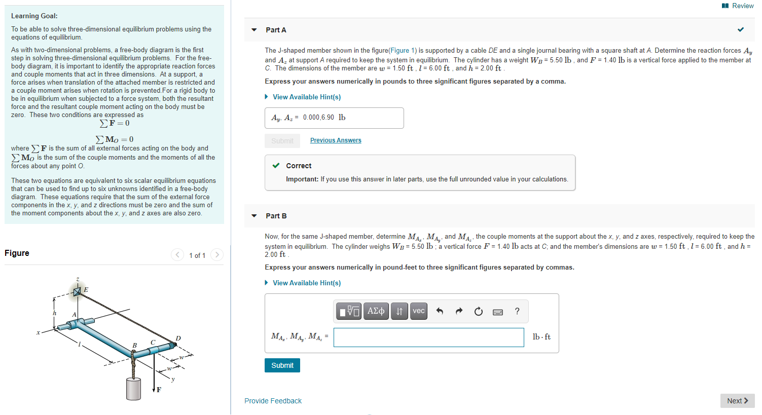 Solved Review Part A The J-shaped member shown in the | Chegg.com