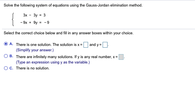 Solved Solve the following system of equations using the | Chegg.com