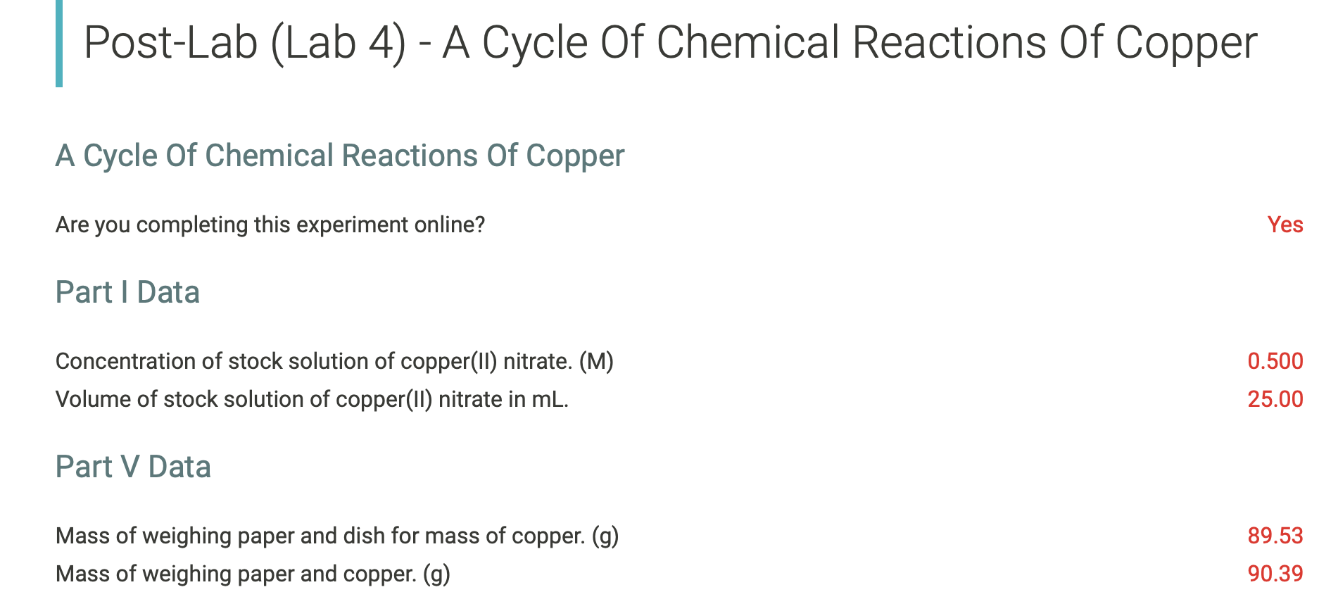 Chemical Reactions Of Copper And Percent Yield Post Lab Answers 71+ Pages Explanation [810kb] - Updated 2021 