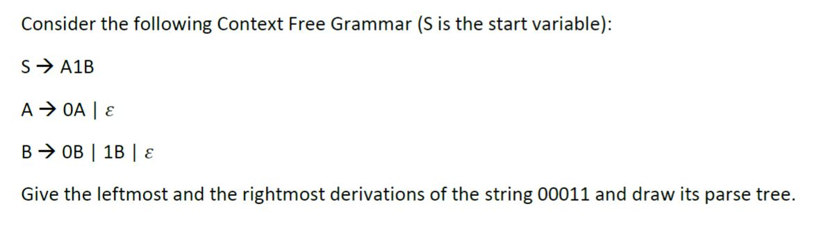 Solved Consider the following Context Free Grammar (s is the | Chegg.com