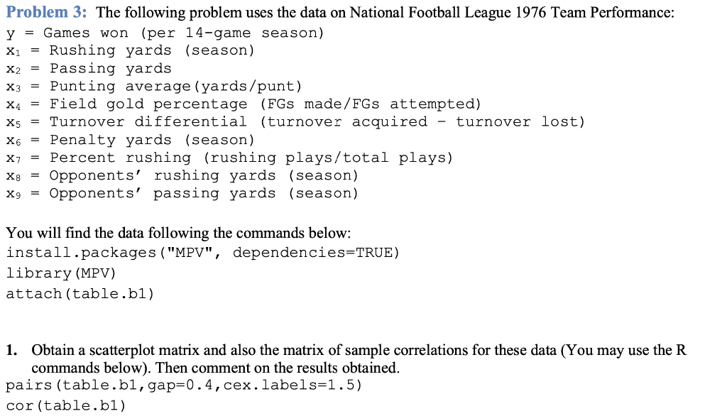 X3 = Problem 3: The following problem uses the data | Chegg.com