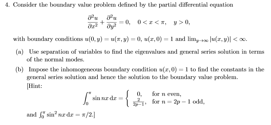 Solved 4. Consider The Boundary Value Problem Defined By The | Chegg.com