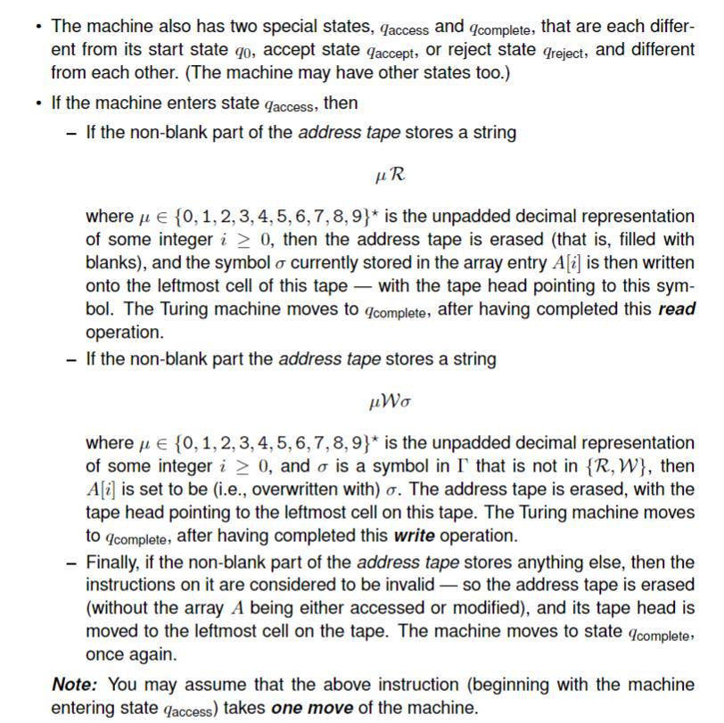 1. A RAM Turing Machine is a Turing machine that has | Chegg.com