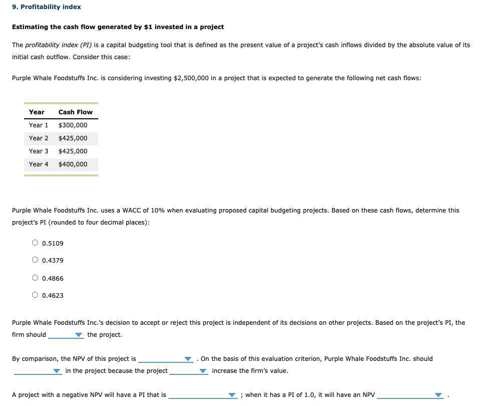 Solved The profitability index (PI) is a capital budgeting | Chegg.com