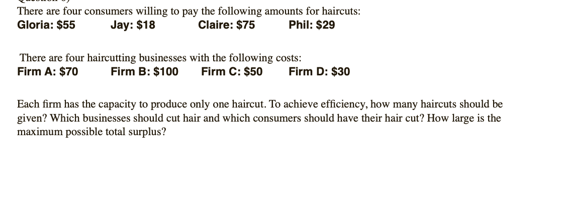 Solved There Are Four Consumers Willing To Pay The Following Chegg