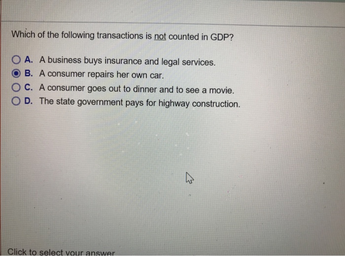 Solved Which of the following transactions is not counted in