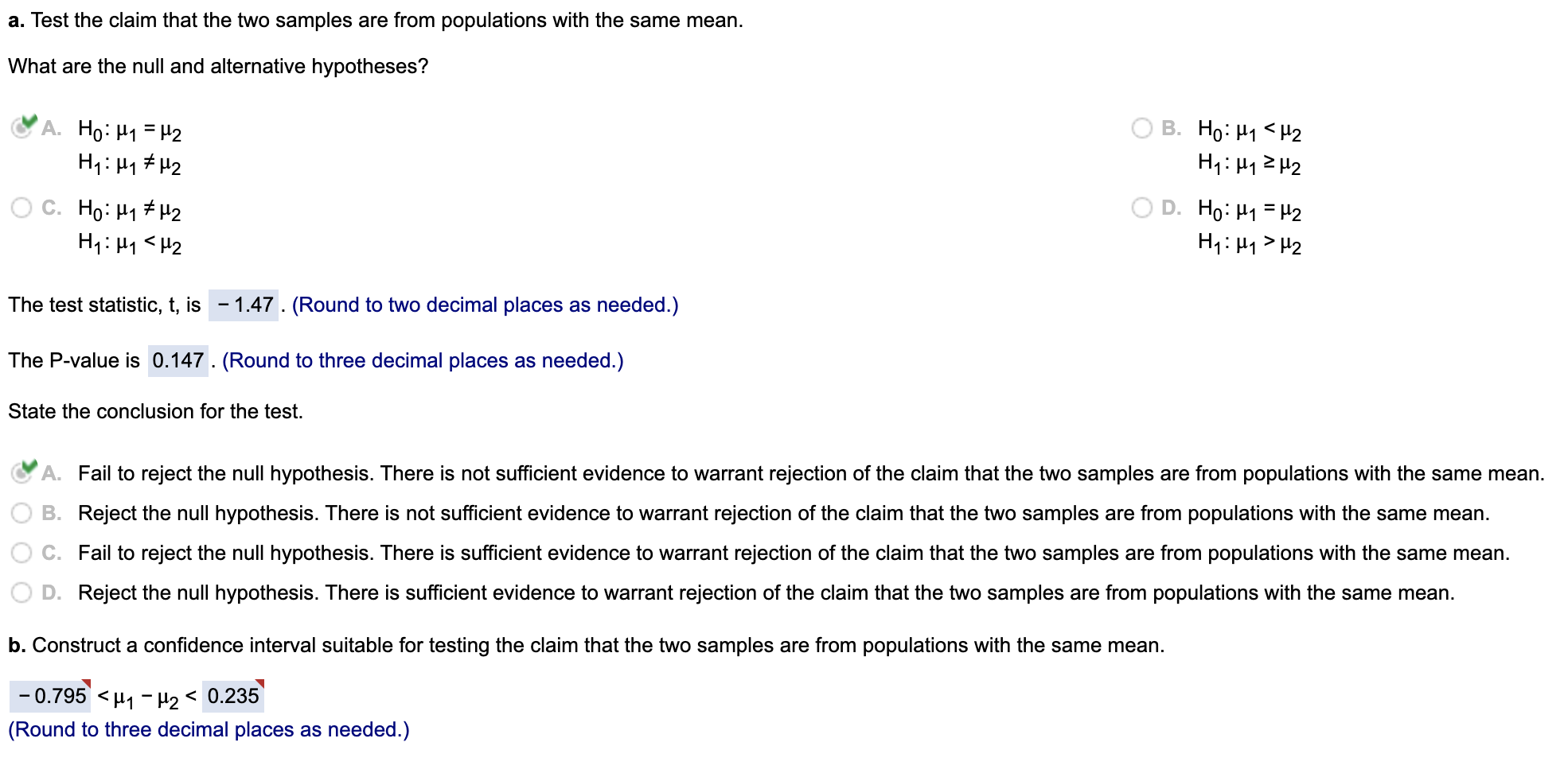 Solved A study was done using a treatment group and a | Chegg.com