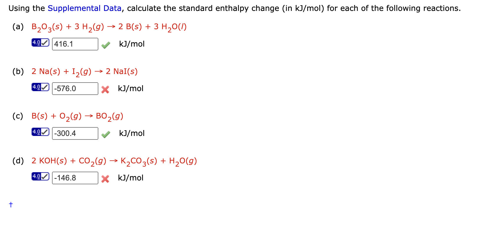 Using the Supplemental Data, calculate the standard