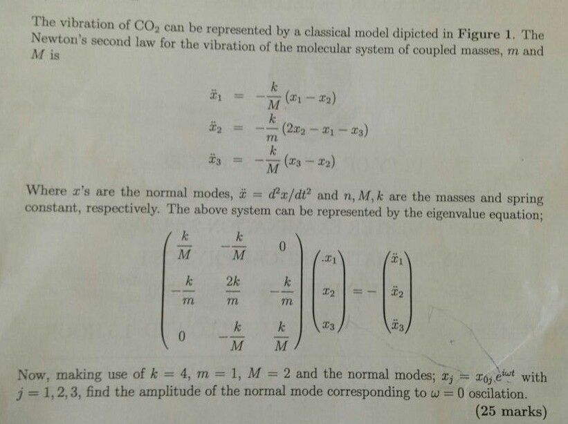 Solved The Vibration Of Co Can Be Represented By A Class Chegg Com