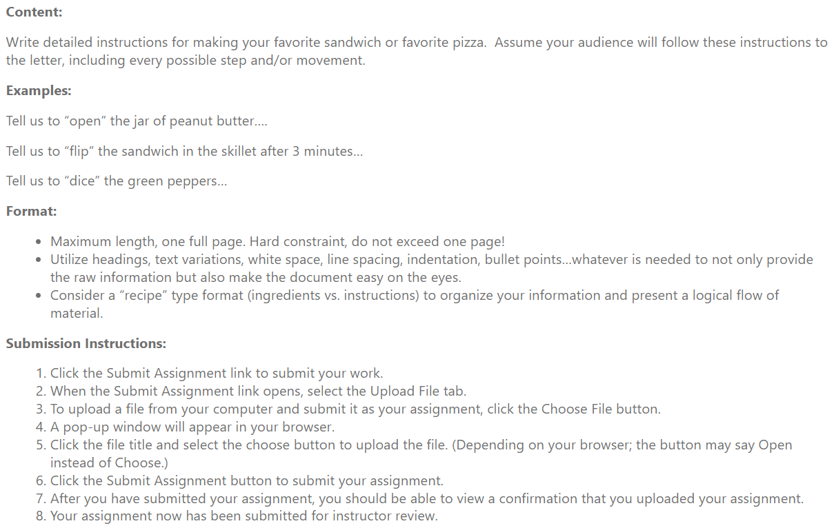 Solved ASSIGNMENT The Writing Process Prewriting purpose and | Chegg.com