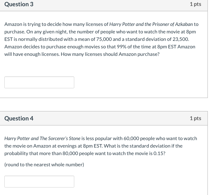 Amazon Math Question Solved Question 1 0.5 pts Amazon is trying to decide how | Chegg.com