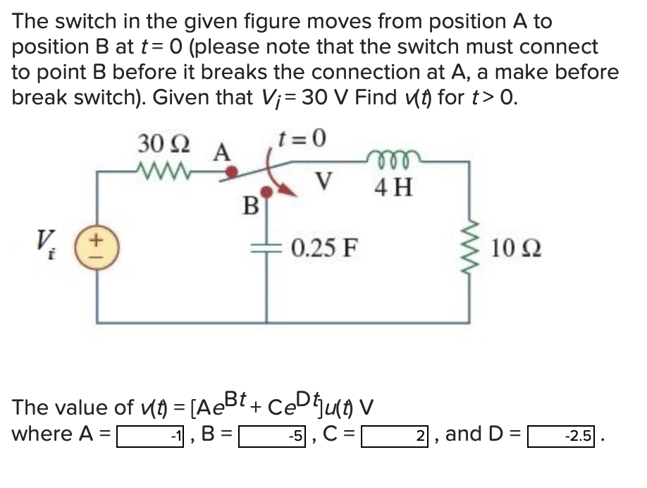 Solved The Switch In The Given Figure Moves From Position A | Chegg.com