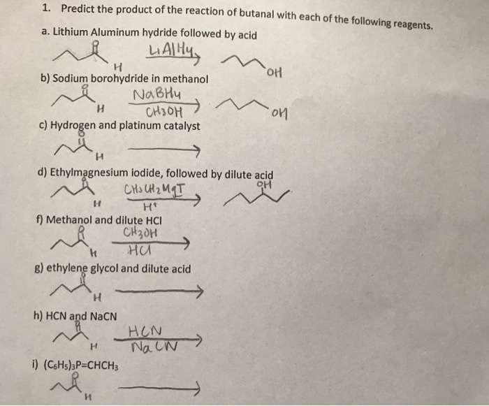 Solved 1. Predict the product of the reaction of butanal | Chegg.com