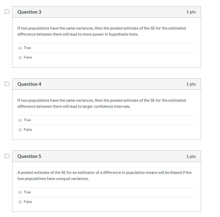 Solved Question 3 1 pts If two populations have the same | Chegg.com