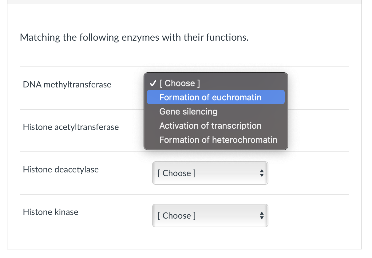 Solved Matching The Following Enzymes With Their Functions. | Chegg.com