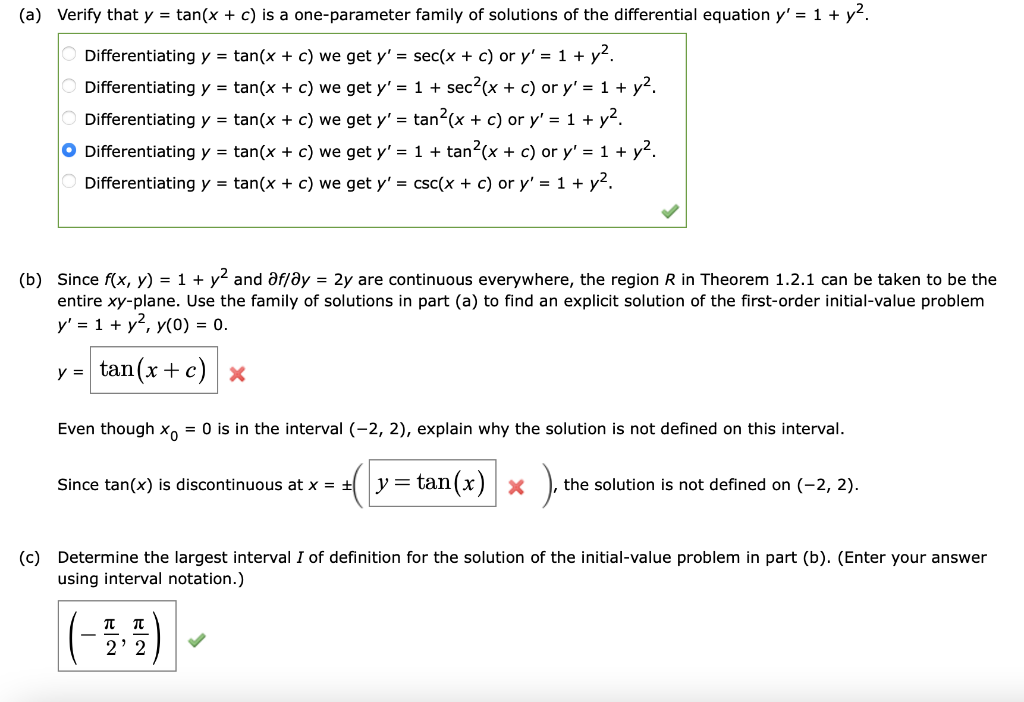 solved-a-verify-that-y-tan-x-c-is-a-one-parameter-chegg