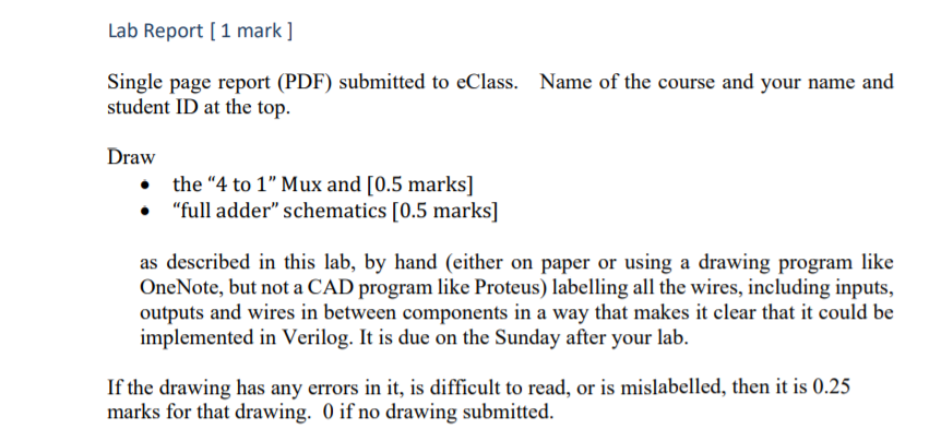 Lab Report [1 mark] Single page report (PDF) | Chegg.com
