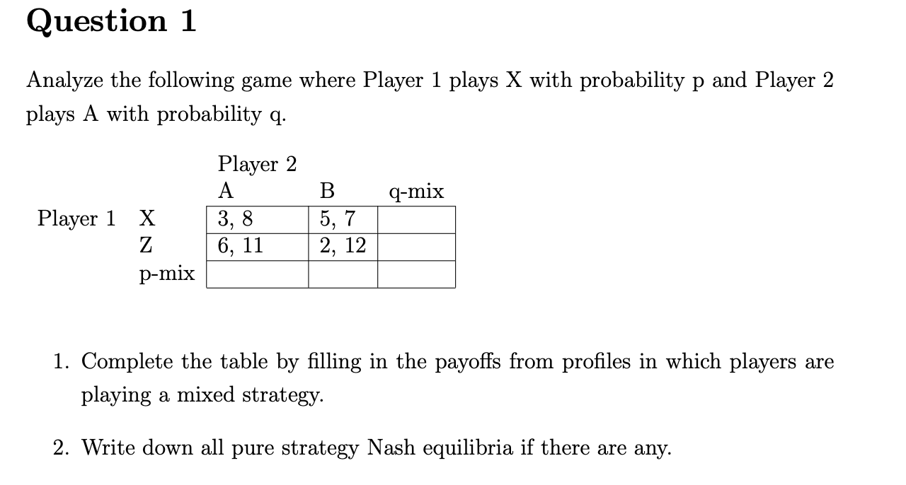 Solved Analyze The Following Game Where Player 1 Plays X | Chegg.com