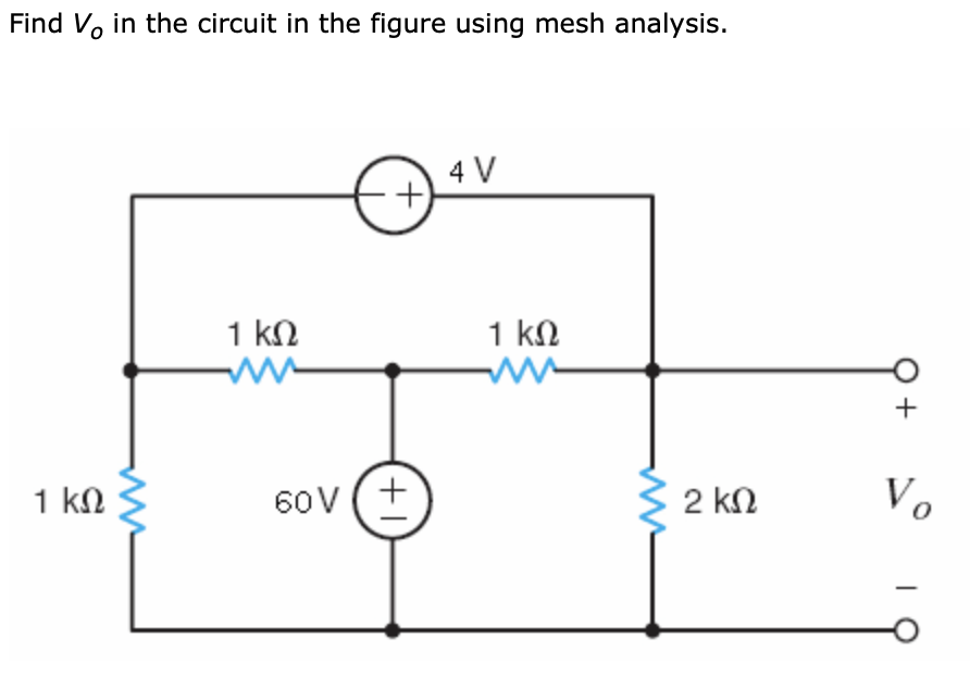 Solved Find Vo in the circuit in the figure using mesh | Chegg.com