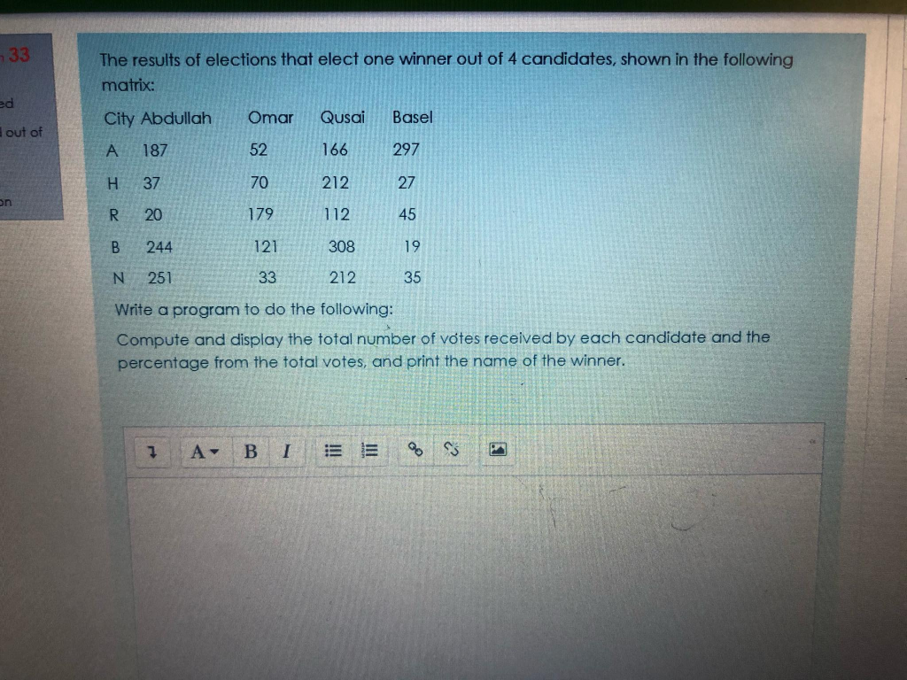 Solved 33 The Results Of Elections That Elect One Winner Out | Chegg.com