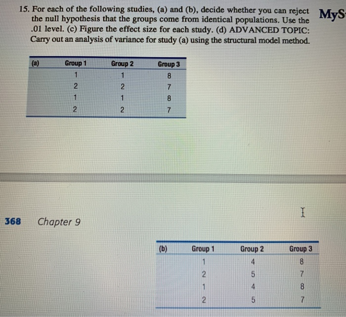 Solved 15. For each of the following studies, (a) and (b), | Chegg.com