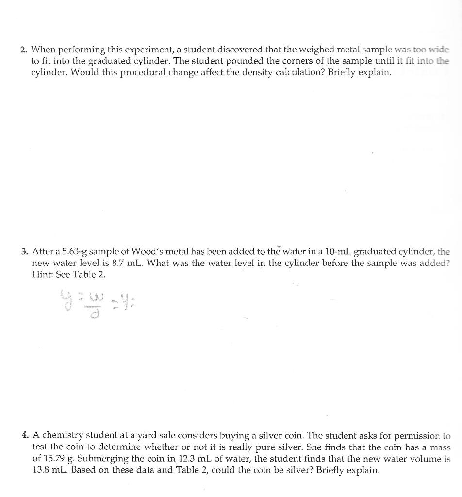 Solved 2. When performing this experiment, a student | Chegg.com