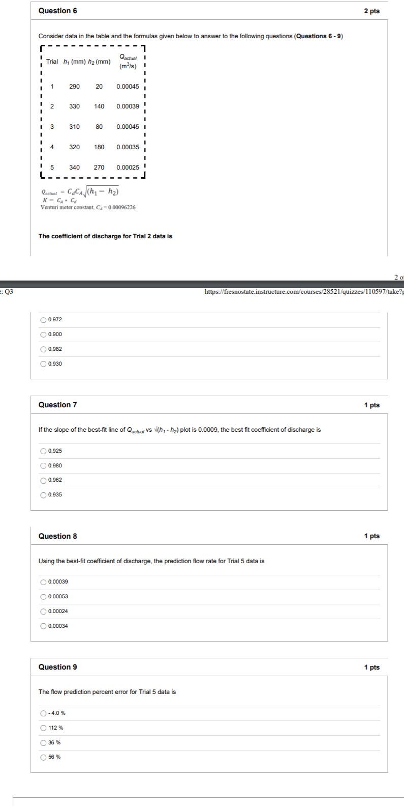 Solved Question 6 2 pts Consider data in the table and the | Chegg.com