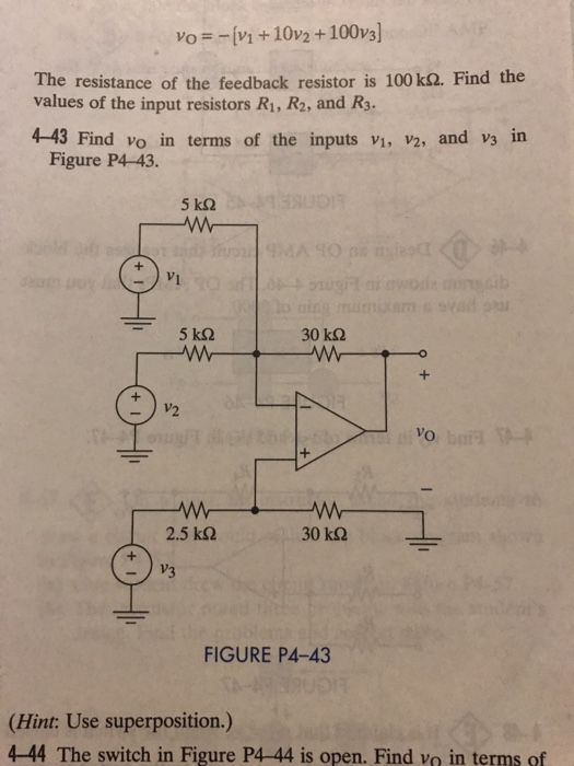 Solved Find Vo in terms of the inputs v1, v2, and v3 in | Chegg.com