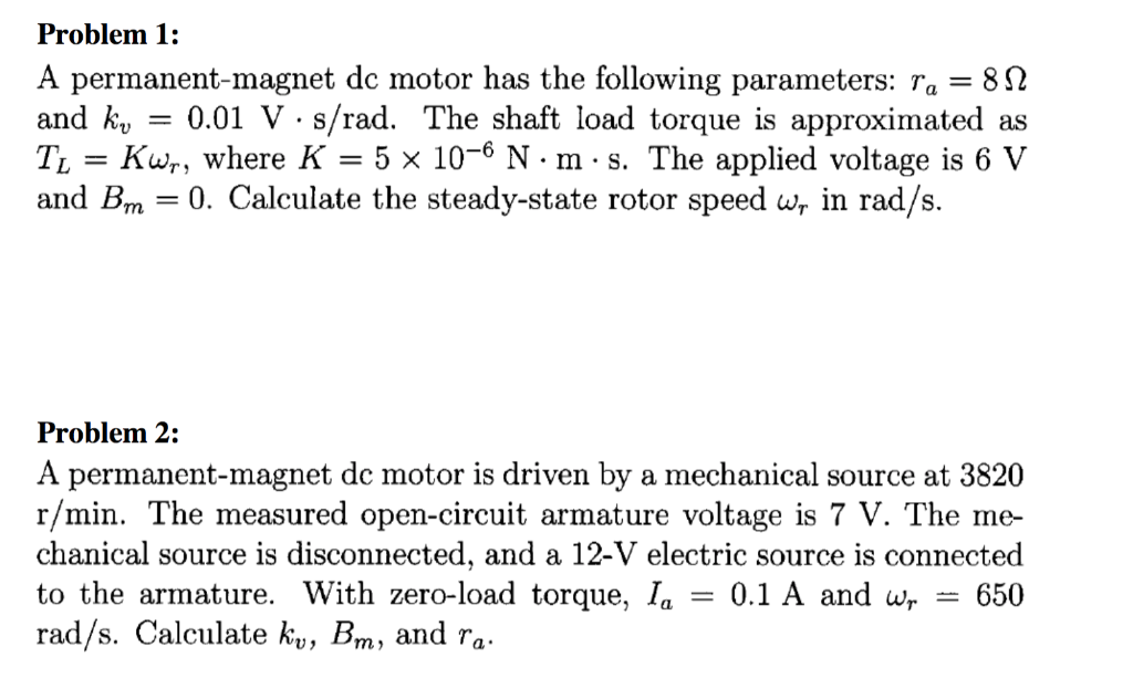 Solved Problem 1 A dc motor has the