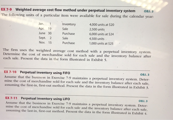 Solved EX7-9 Weighted average cost flow method under | Chegg.com