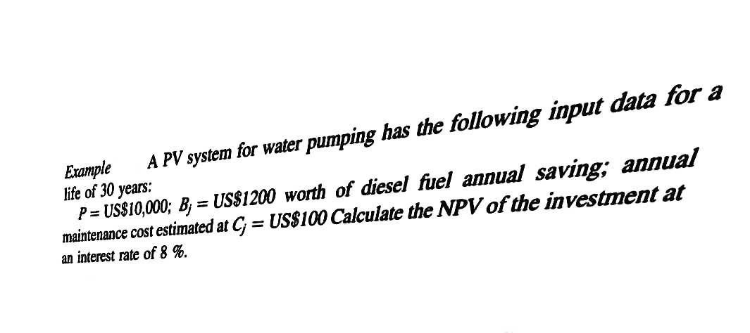 Example A PV system for water pumping has the | Chegg.com