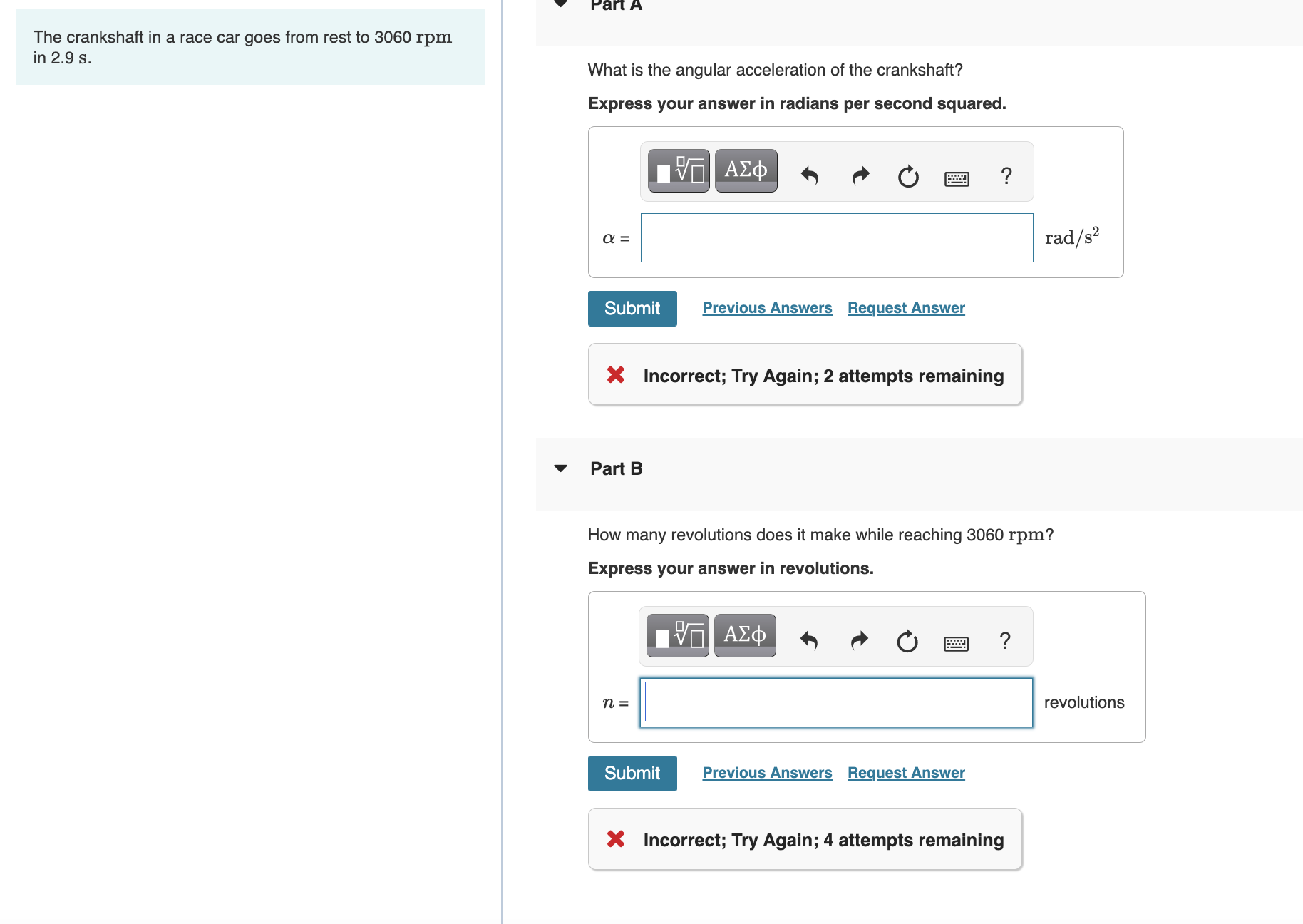 Solved The crankshaft in a race car goes from rest to