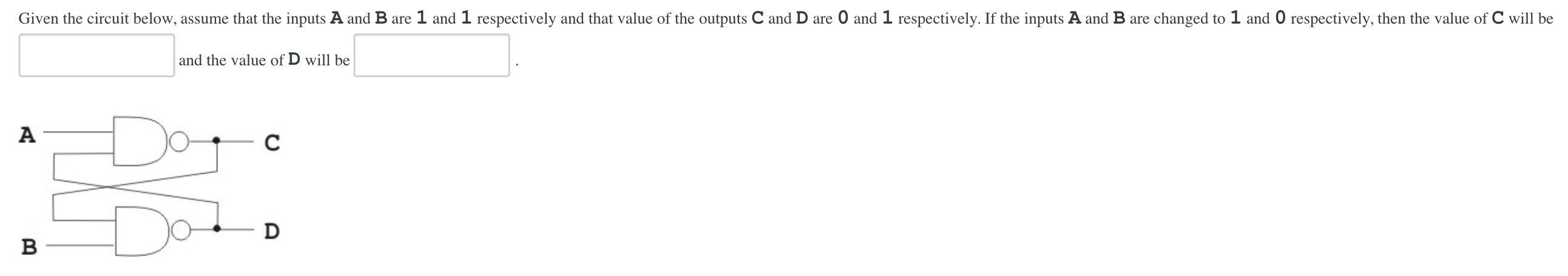 Solved Given the circuit below, assume that the inputs A and | Chegg.com