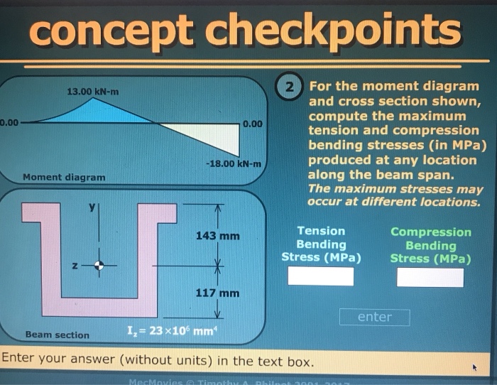 Solved concept checkpoints For the moment diagram and cross