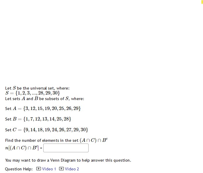 Solved S={1,2,3,…,28,29,30} Let Sets A And B Be Subsets Of | Chegg.com