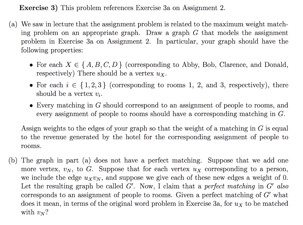 Exercise 3) This problem references Exercise 3a on | Chegg.com