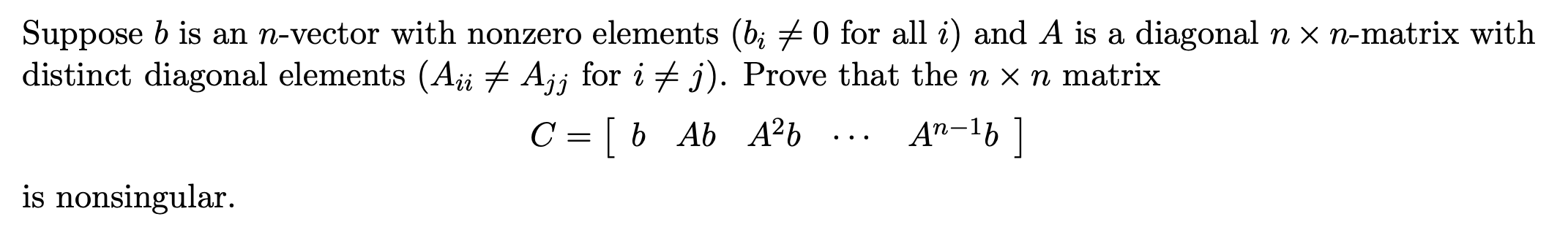 Solved Suppose B Is An N-vector With Nonzero Elements (bi + | Chegg.com