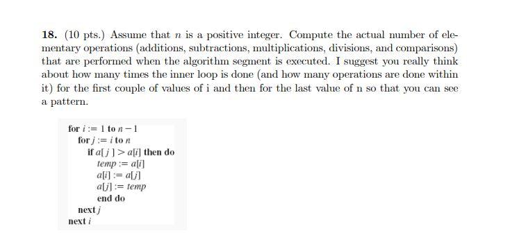 Solved 18. (10 pts.) Assume that n is a positive integer. | Chegg.com