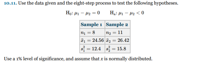 Solved H0:μ1−μ2=0Ha:μ1−μ2
