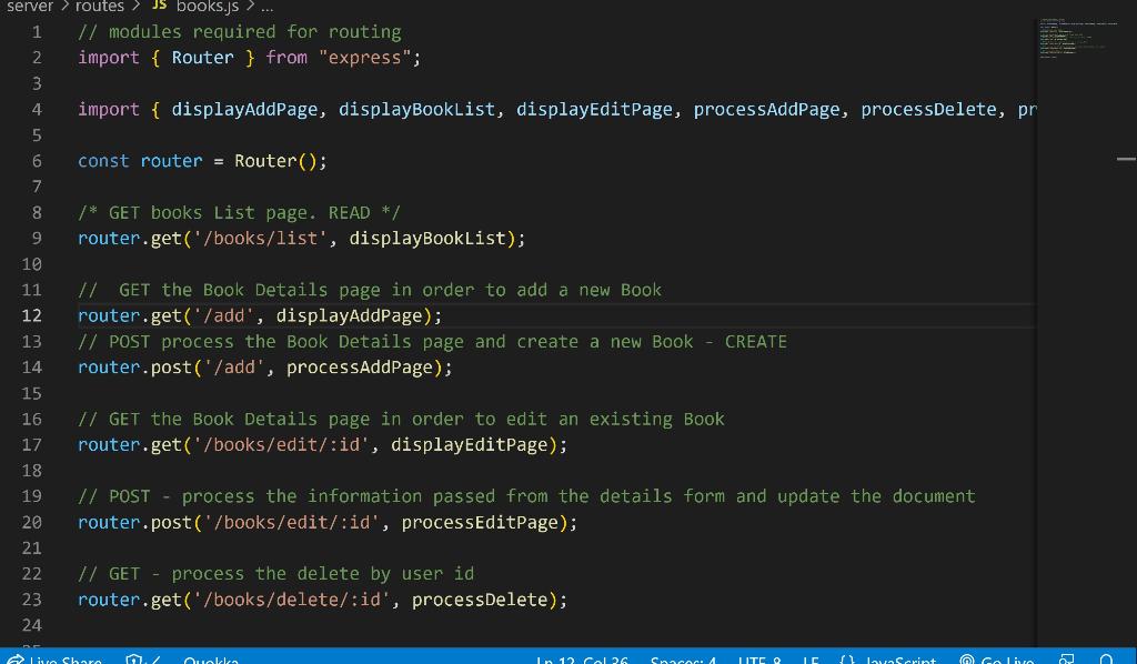 // modules required for routing import \{ Router \} | Chegg.com