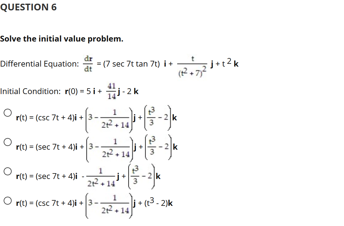 Solved QUESTION 6 Solve the initial value problem. t | Chegg.com