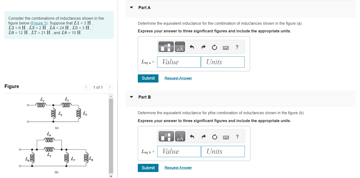 Solved Consider The Combinations Of Inductances Shown In The | Chegg.com