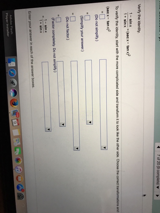 Solved Verify the identity. 1-sin x/1 + sin x = (sec x - | Chegg.com