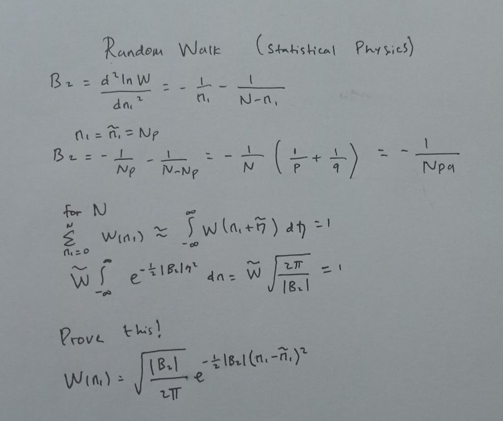 Statistical Physics Random Walk Br D Ln W Dni Ni Chegg Com